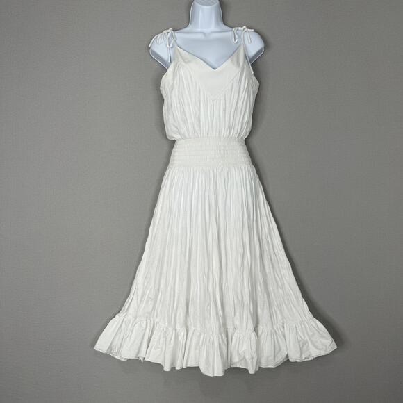 Diane Von Furstenberg Dresses & Skirts - Diane von Furstenberg Dress Womens 6 White Garden Smocked Midi Flowy Fairy Prep